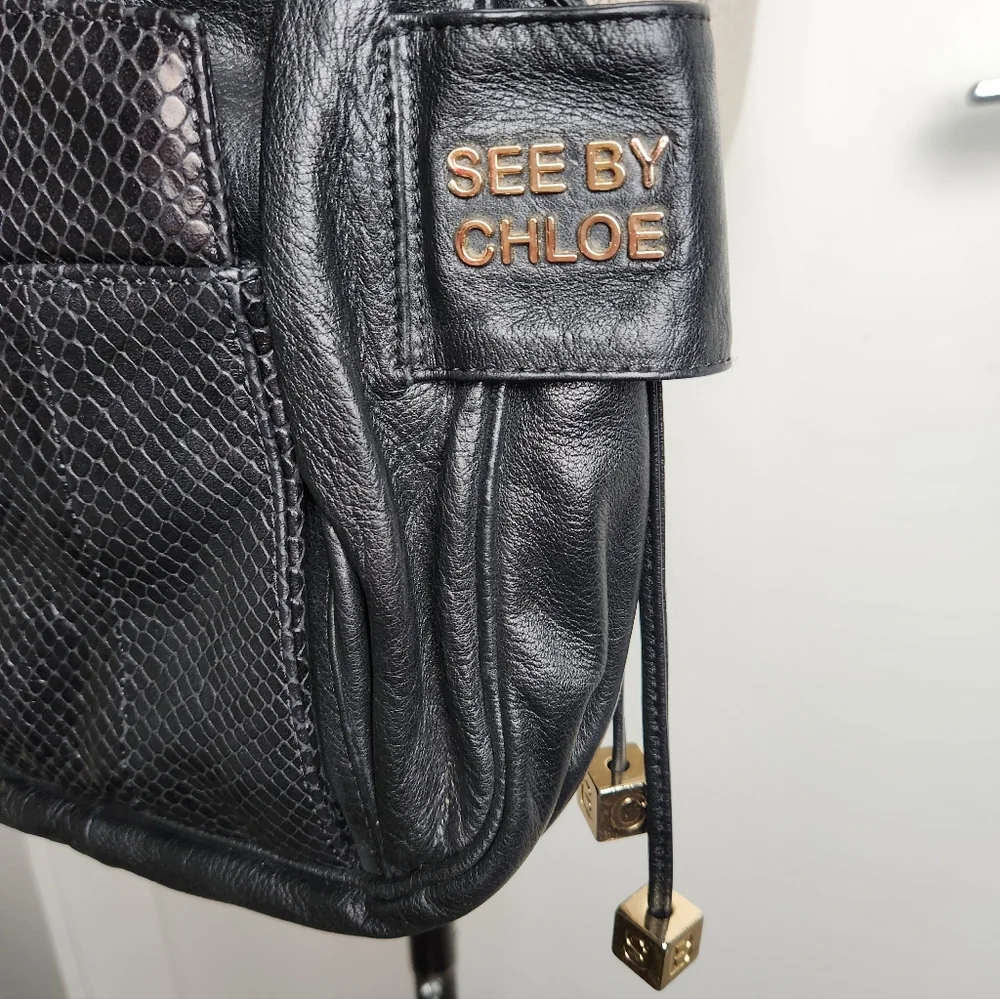 Chloe Snakeskin Leather Bucket Purse - Picture 7 of 15